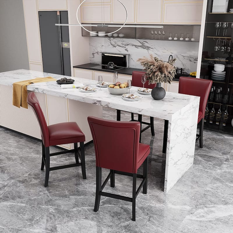 Bar Stools Faux Leather Upholstered Chairs Dining Chairs