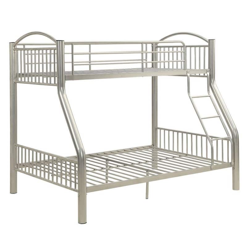 Metal Twin/Full Bunk Bed, Silver