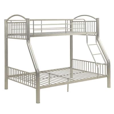 Metal Twin/Full Bunk Bed, Silver