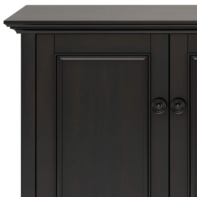 WYNDENHALL Halifax SOLID WOOD 66" Wide Transitional Wide 4Door Storage Cabinet in Hickory Brown - 18"d x 66" w x 34"h