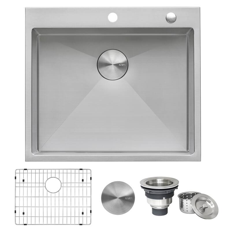 Ruvati 18 x 20 inch Drop-in Topmount Rounded 16 Gauge Stainless Steel Kitchen Sink Single Bowl - RVH8006 - 18" x 20″