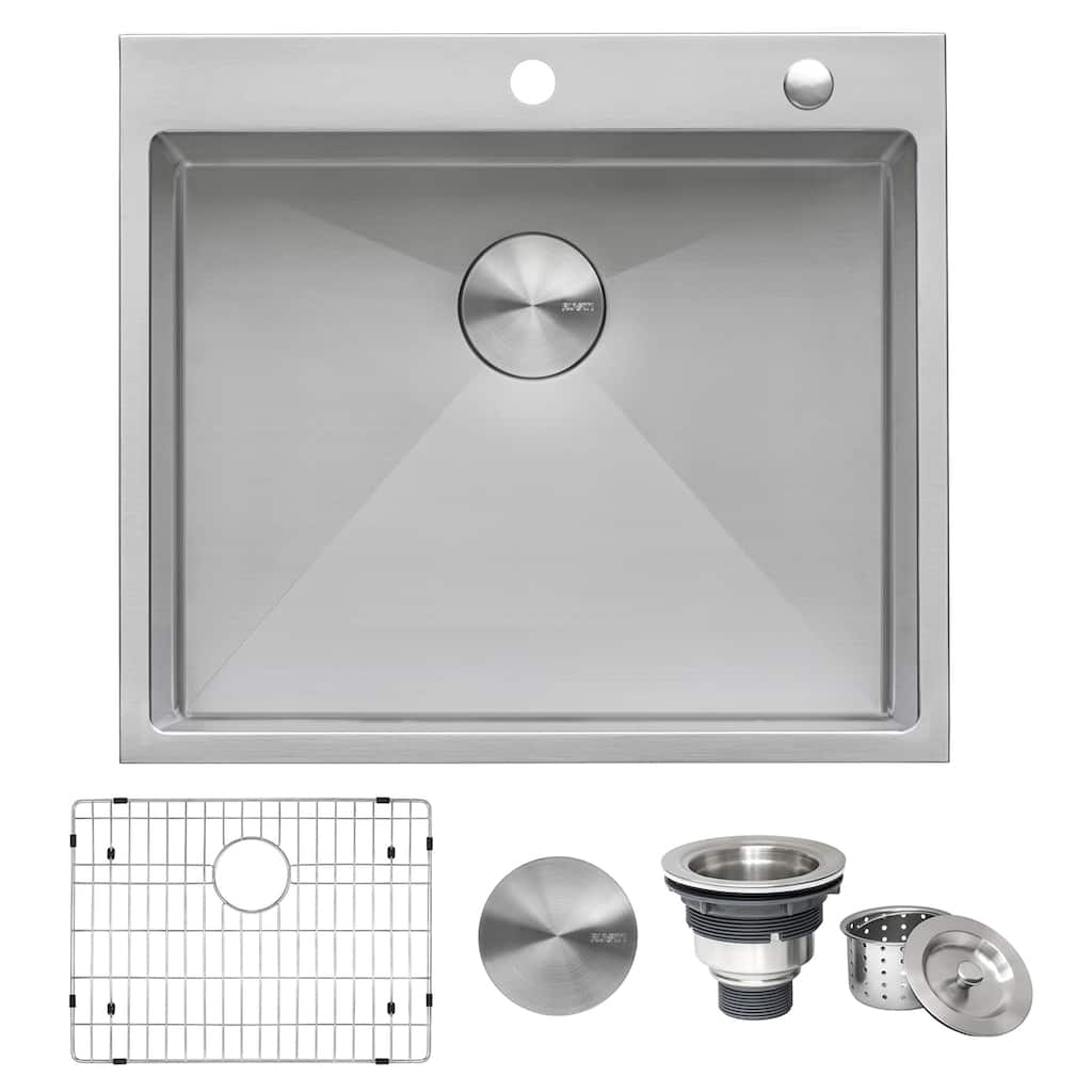Ruvati 25-inch Drop-in Tight Radius Topmount 16 Gauge Stainless Steel Kitchen Sink Single Bowl - RVH8007 - 25" x22"