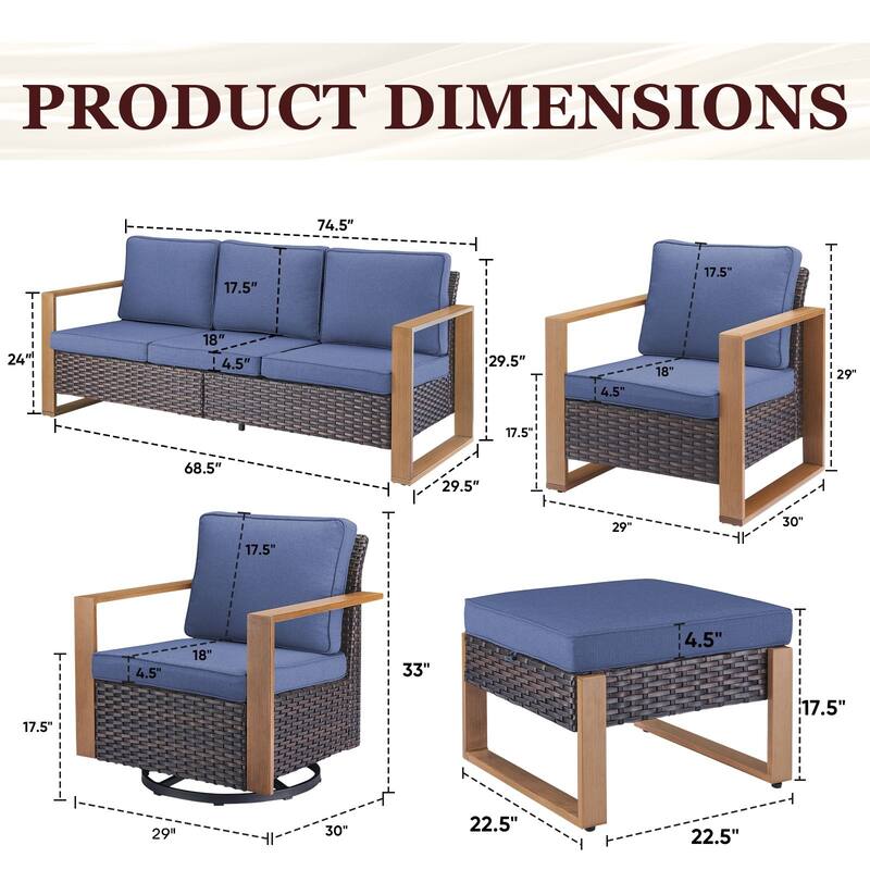 Gymojoy Outdoor Wicker Patio Furniture Sofa Set