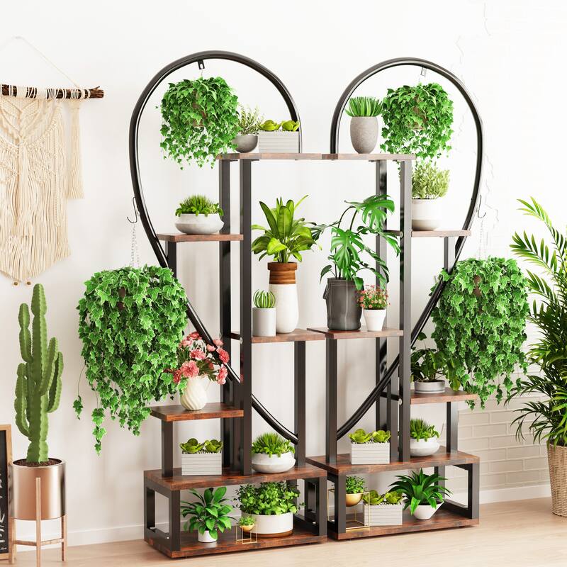 2pcs 6 Layers Half Heart Plant Stand Flower Pot Stand - 44.1x11x64.9 inch