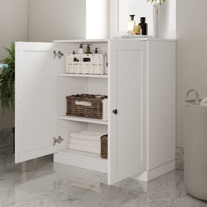 Palace Imports 100% Solid Wood 32" Bathroom Storage Cabinet with Shaker Doors and Adjustable Shelves