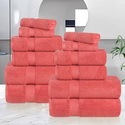 Superior Zero Twist Cotton Soft Absorbent 12 Piece Assorted Towel Set