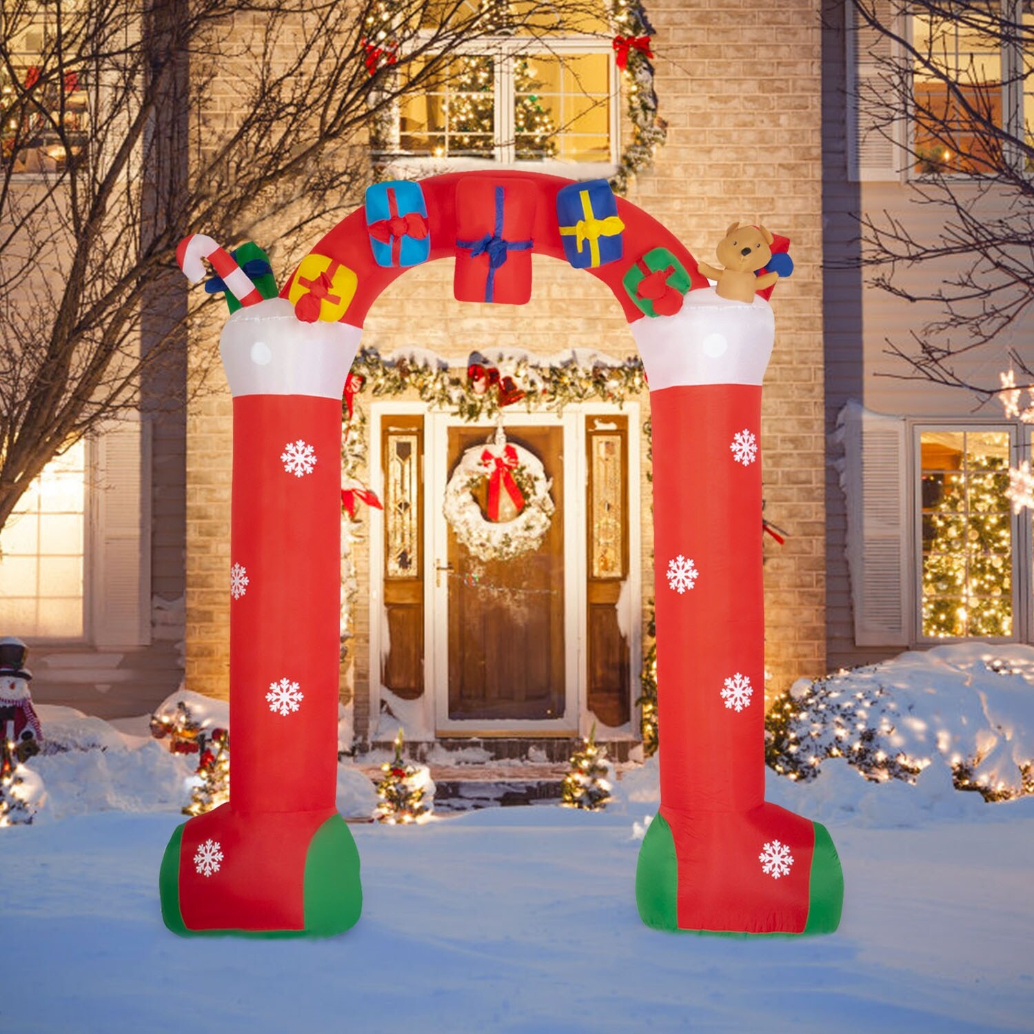 Kinbor 10ft Christmas Inflatable Archway With Gift Boxes And Bear Blow Up Christmas Yard Decoration Built In Led Lights On Sale Overstock 29714409