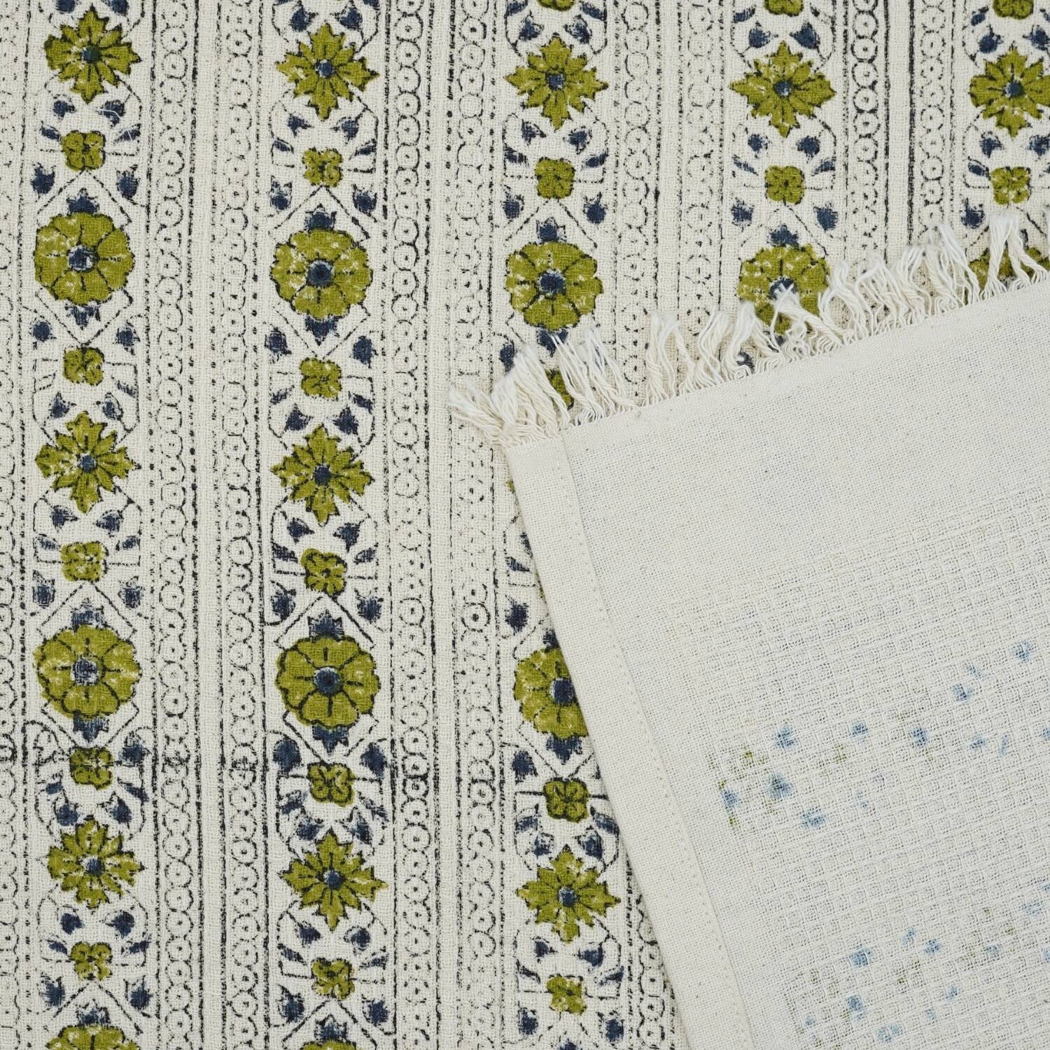 Option Floral Bagh- Light Green, Blue