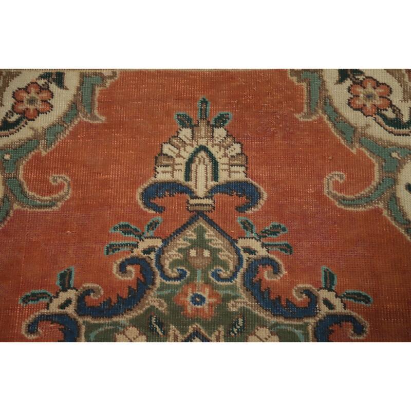 Hand Knotted Oriental 100% Wool Carpet Traditional Medallion Oranges & Rust Tabriz Area Rug - 5' 10'' X 4' 5''