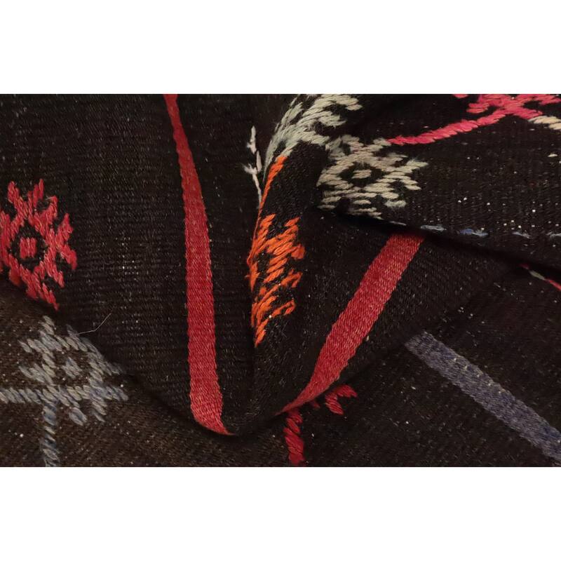 Hand Woven Oriental 100% Wool Carpet Southwestern Tribal Brown Kilim Area Rug - 9' 4'' X 5' 6''