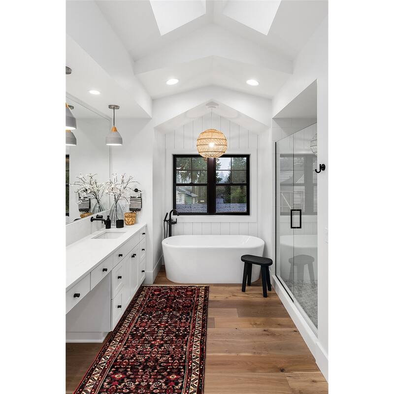 ECARPETGALLERY Hand-knotted Andelz Black, Red Wool Rug - 3'9 x 13'0