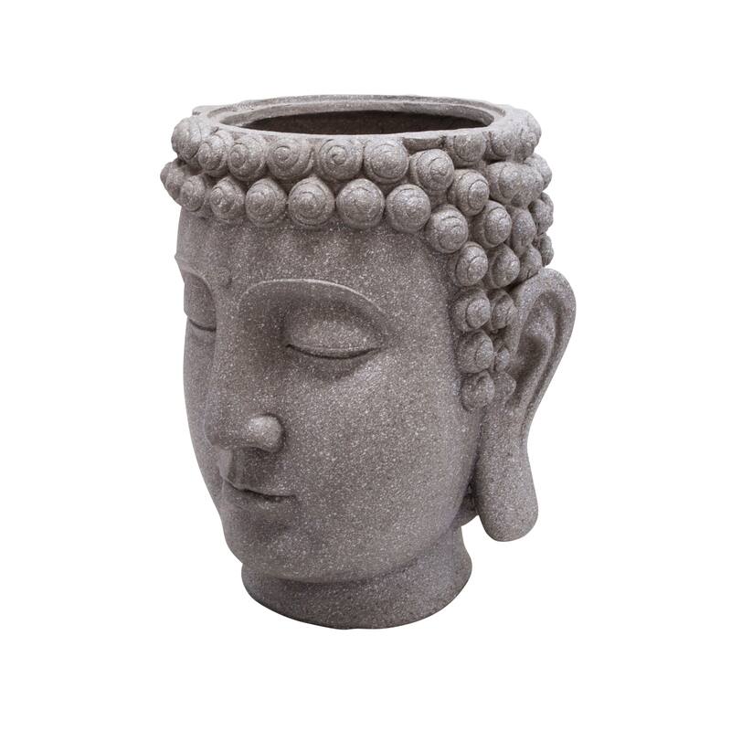 Gray Buddha Head Planter 16.75"H - 14.25" x 14.0" x 16.75"