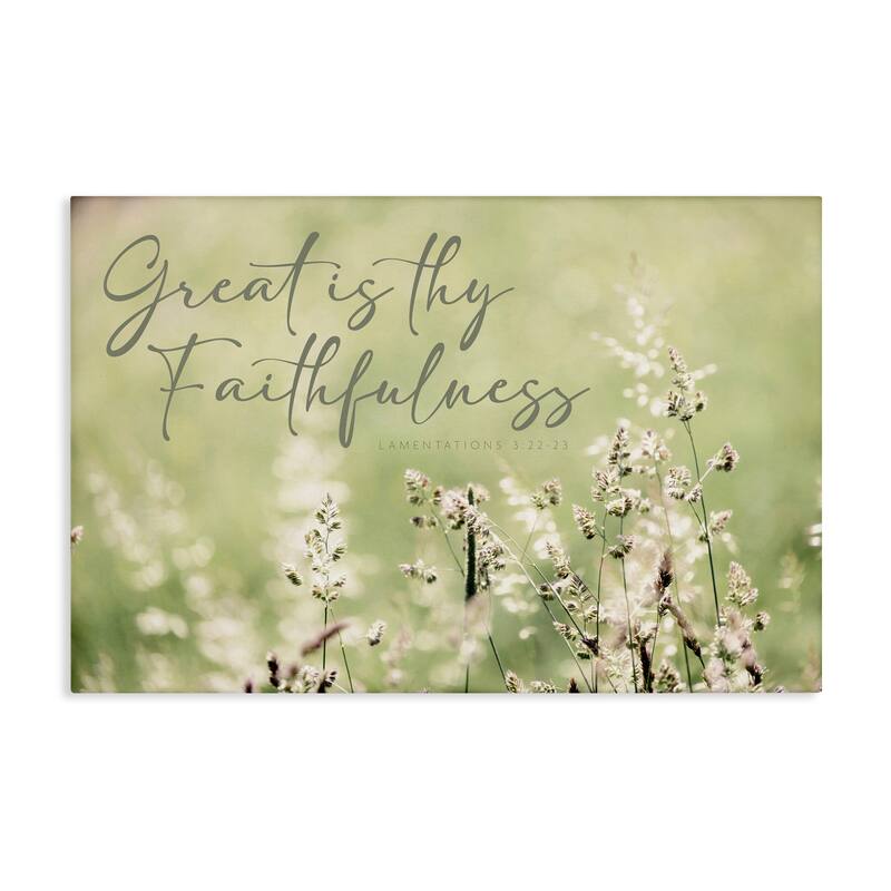 Stupell Spiritual Faithfulness with Florals Canvas Wall Art Design By Erin Marie - 36 x 24