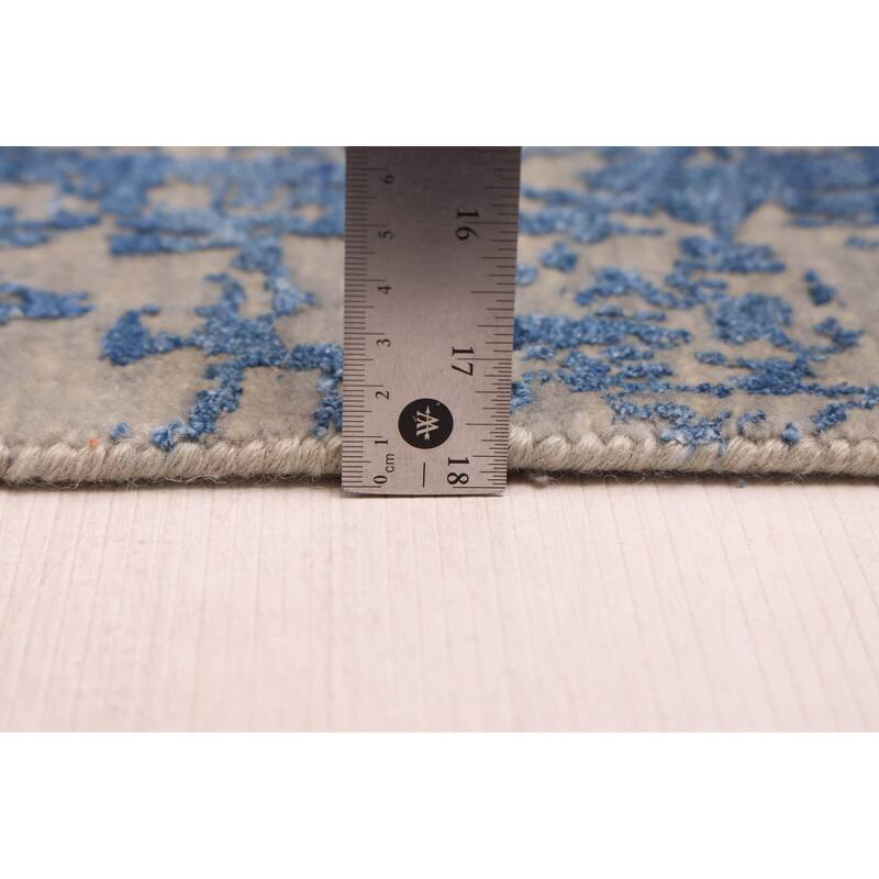 ECARPETGALLERY Hand-knotted Legacy Dark Blue Silk, Wool Rug - 2'5 x 12'3