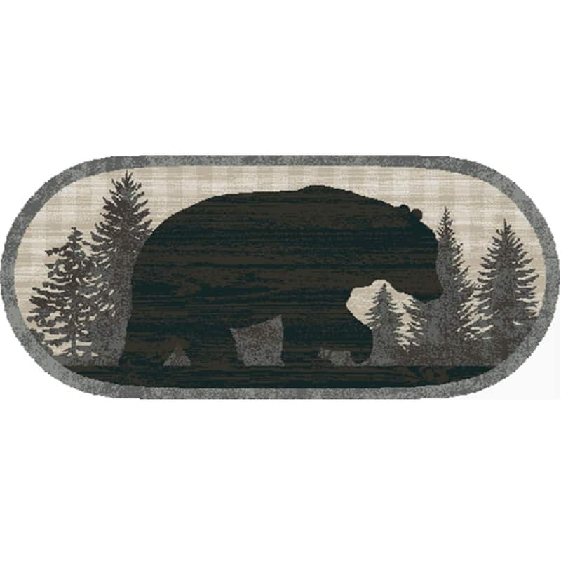 Cozy Cabin Papa Bear Accent Rug 20"x44" - 20"x44" - Blue