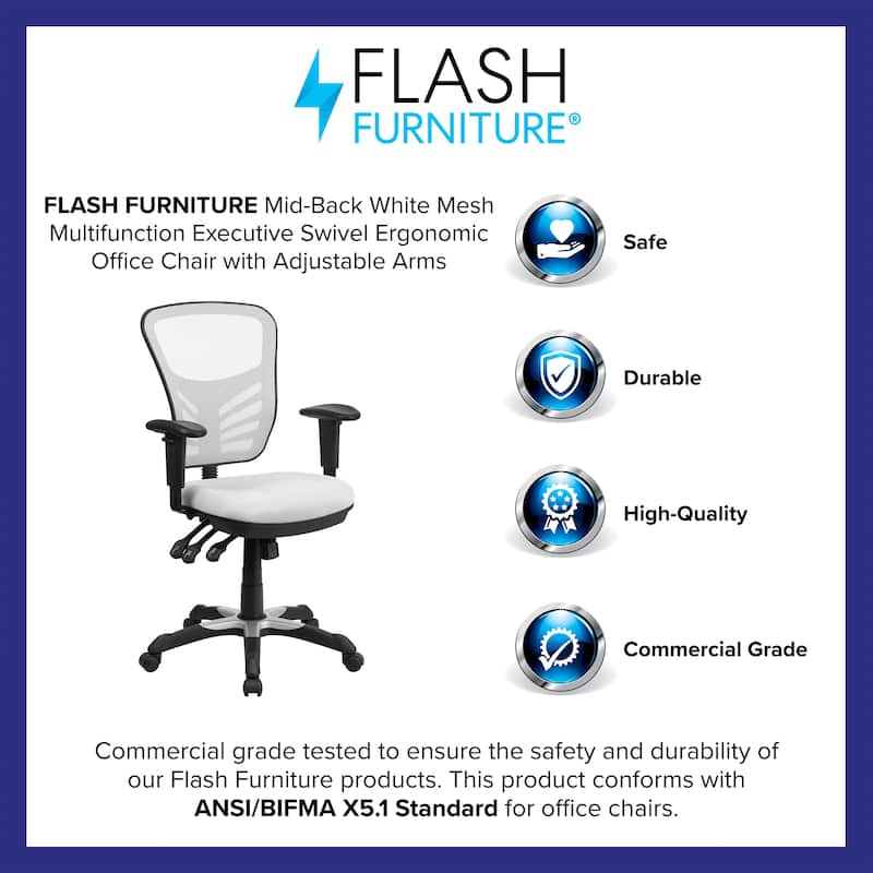 Mid-back Blue Mesh Adjustable Ergonomic Office Chair