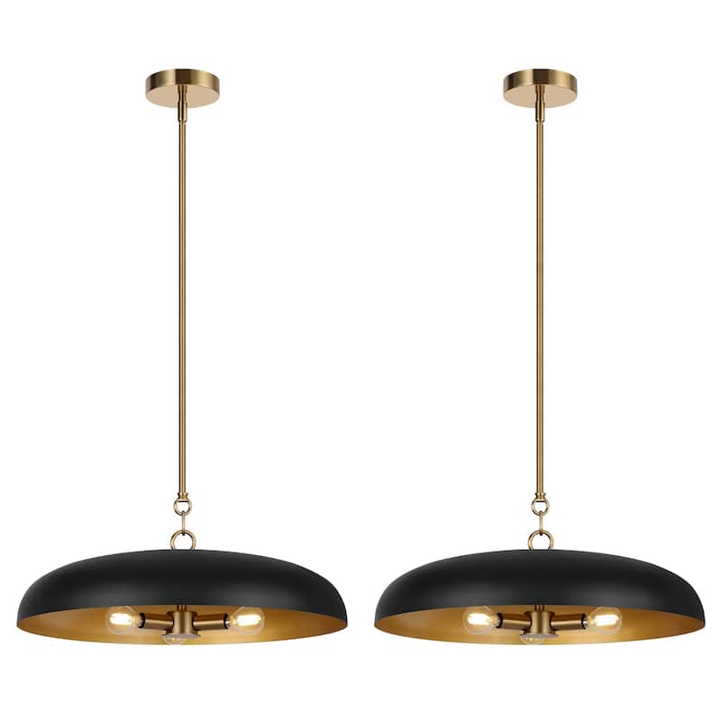 LamQee 20" Pendant Light Metal Dome Ceiling Hanging Chandelier - 19.7 inch - 2Pack/Matte Black