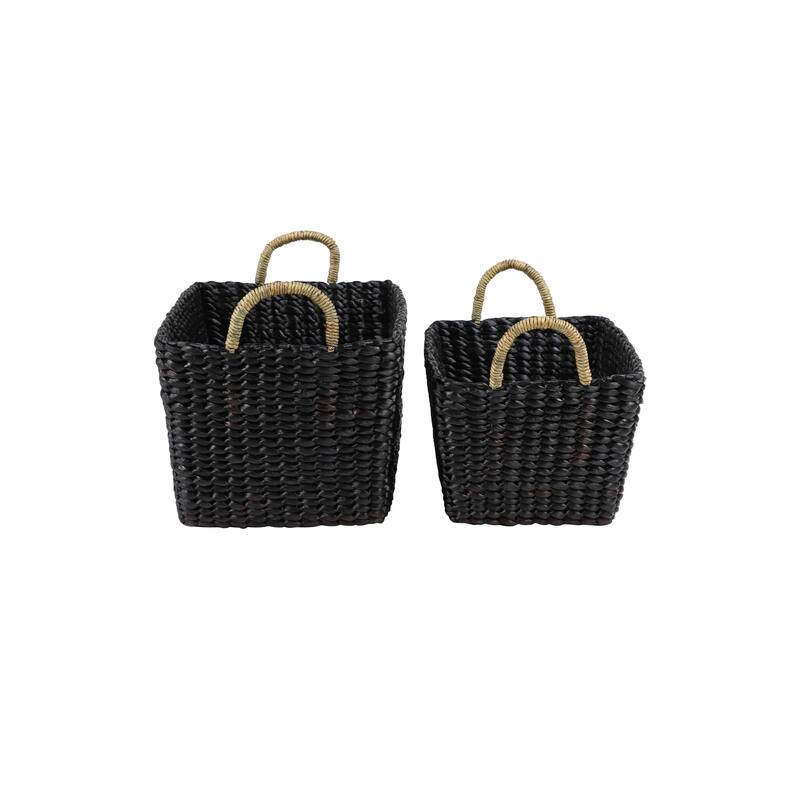 Black Banana Leaf Eclectic Storage Basket (Set of 2)