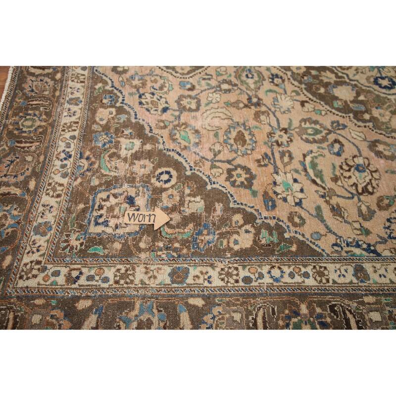 Hand Knotted Oriental 100% Wool Carpet Traditional Floral Coral Mashad Area Rug - 11' 4'' X 10' 3''