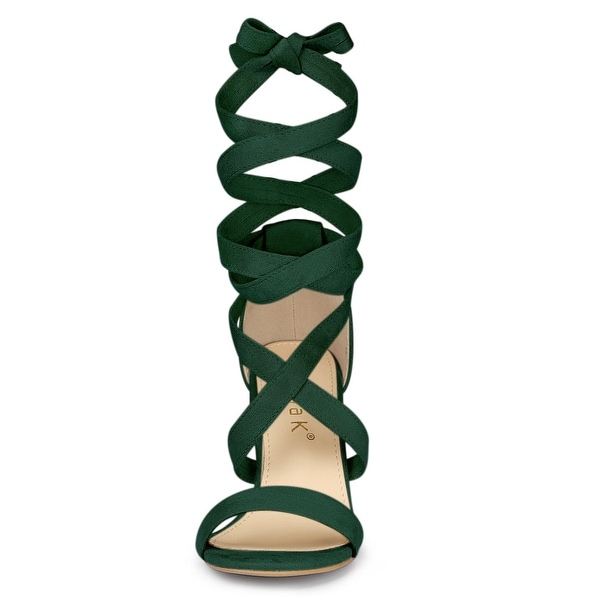 emerald green block heel sandals