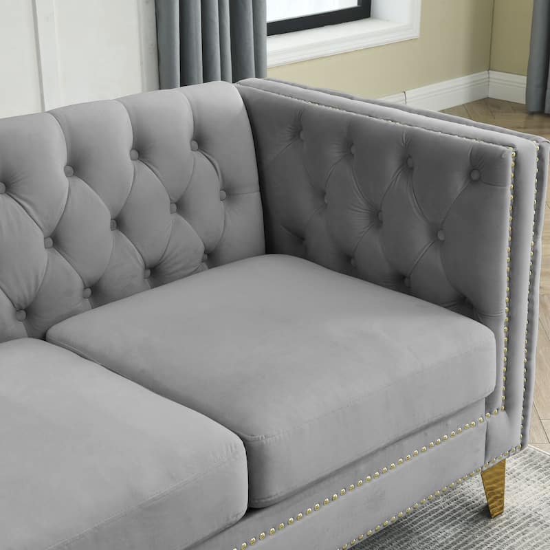 Chesterfield Design Corner Sofa - 82.2-Inch L-Shaped for Living Room