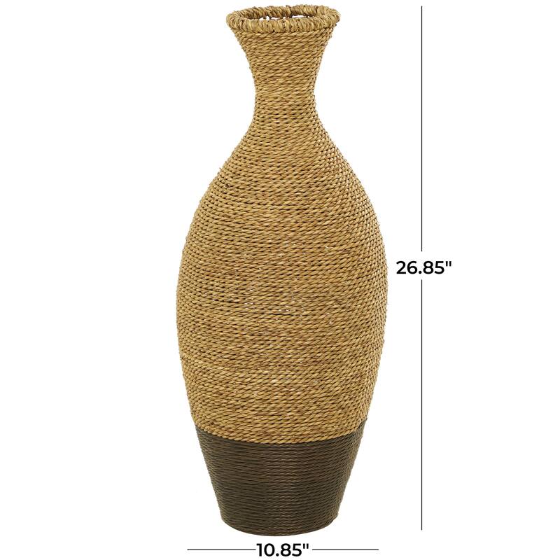 Seagrass Handmade Tall Woven Floor Vase - Brown - Roche River Decor