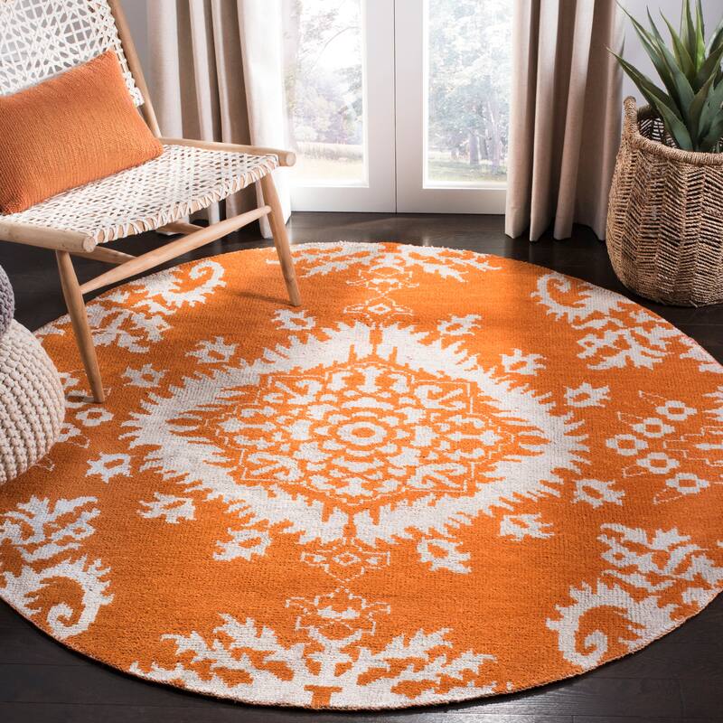 SAFAVIEH Hand-knotted Stone Wash Theddy Modern Wool Rug - 6' Round - Gold