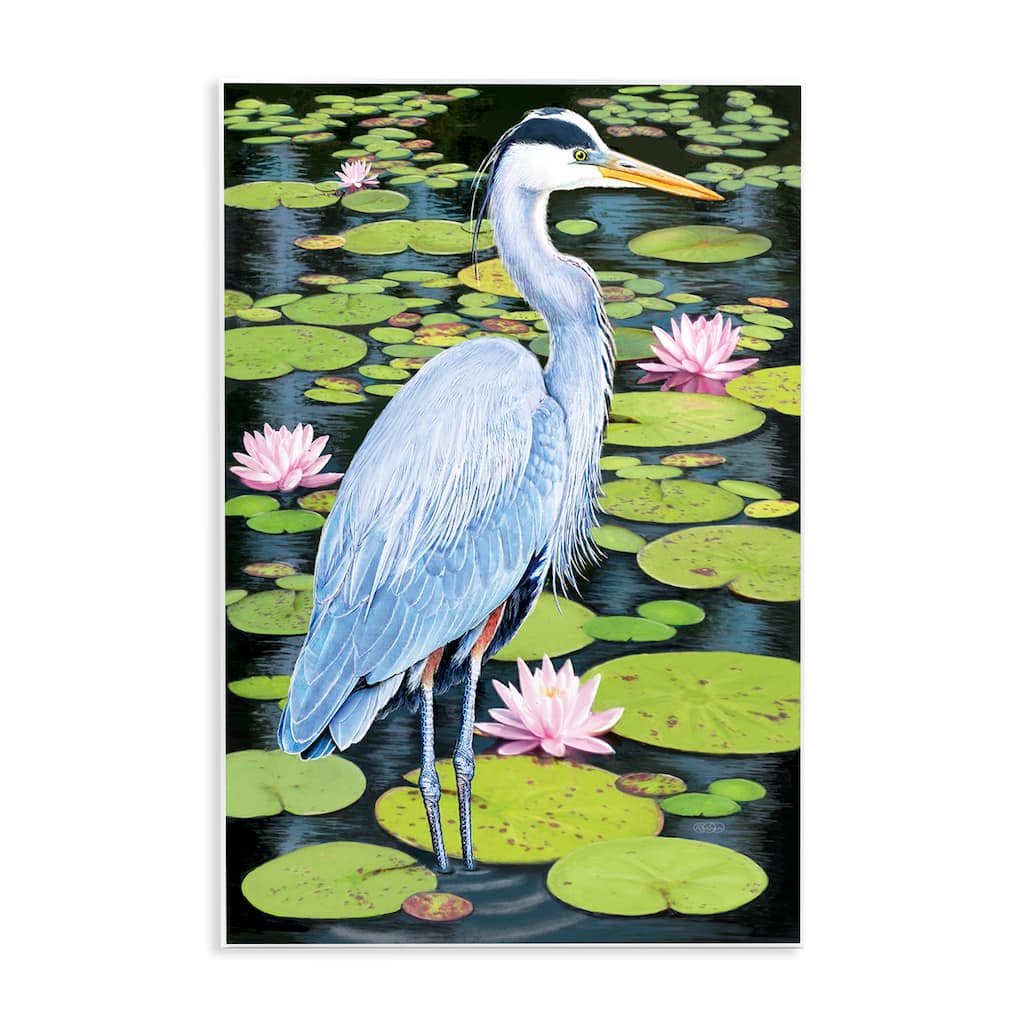 Stupell Heron Among Pond Lilies Wall Plaque Art Design By Rosiland Solomon