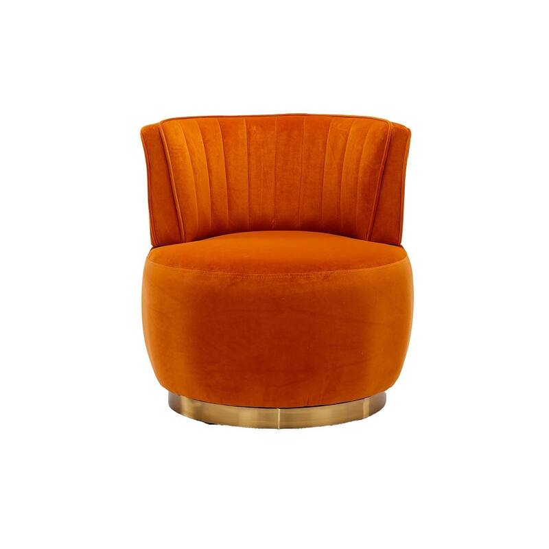 Modern Velvet 360 Degree Swivel Round Armrest Upholstered Accent Chair