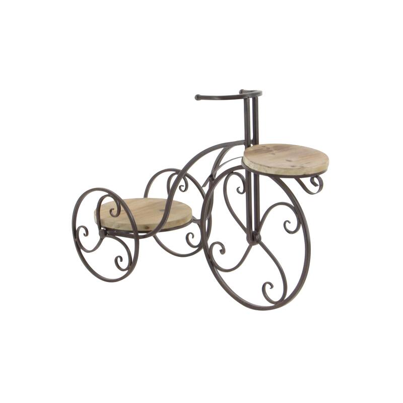 Metal Bike Indoor Outdoor 2 Tier Indoor Outdoor Plantstand - Brown - Roche River Decor