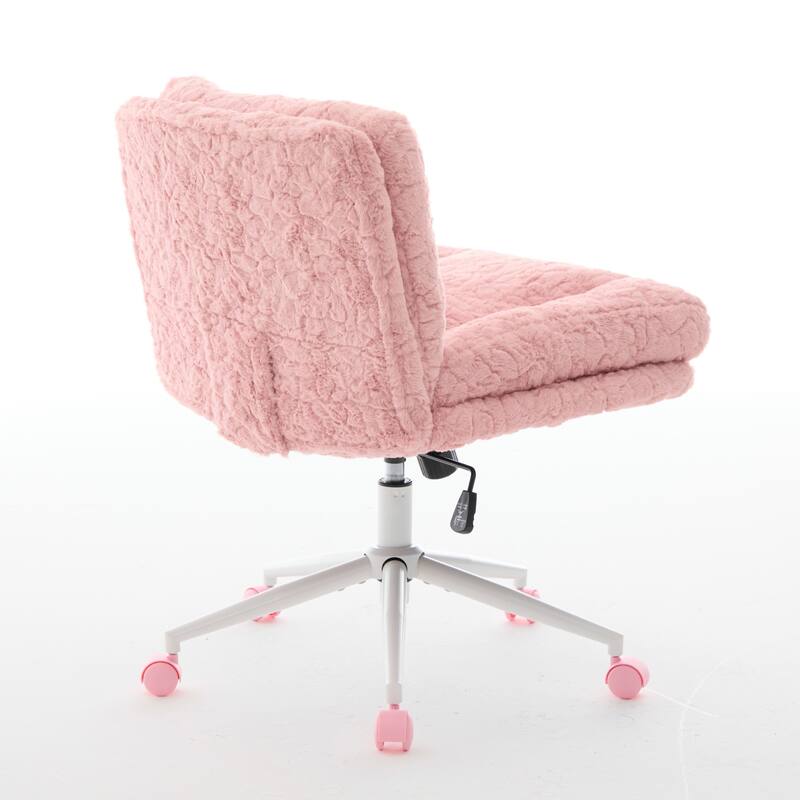 Artificial rabbit hair Home Office Chair with Metal Base, Adjustable Desk Chair Swivel Chair