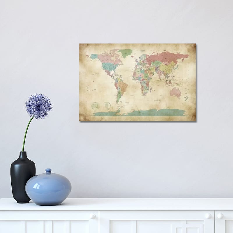iCanvas "World Cities Map" by Michael Tompsett Canvas Print - 12x18x1.5