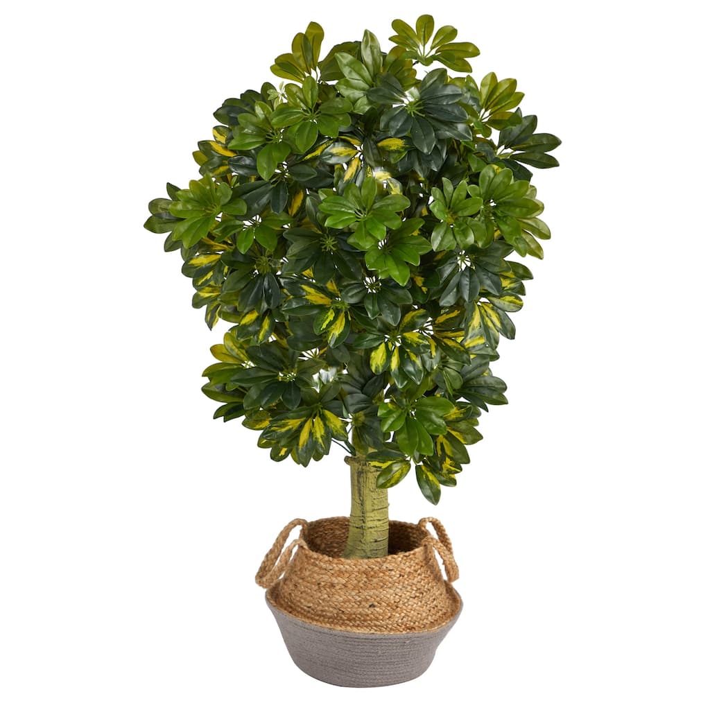 Artificial Schefflera Tree 4ft Real Touch Indoor Plant with Planter - Green - 61 Inches and Over