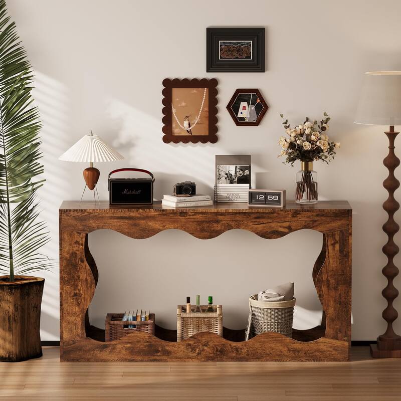 Anmytek 47"Rustic Open Frame Console Table Farmhouse Entryway and Living Room Storage