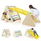 preview thumbnail 4 of 7, Multicolor 3 Piece Wooden Pikler Triangle Set with Adjustable Ramp and Balance Board, 2 Climbing Triangles