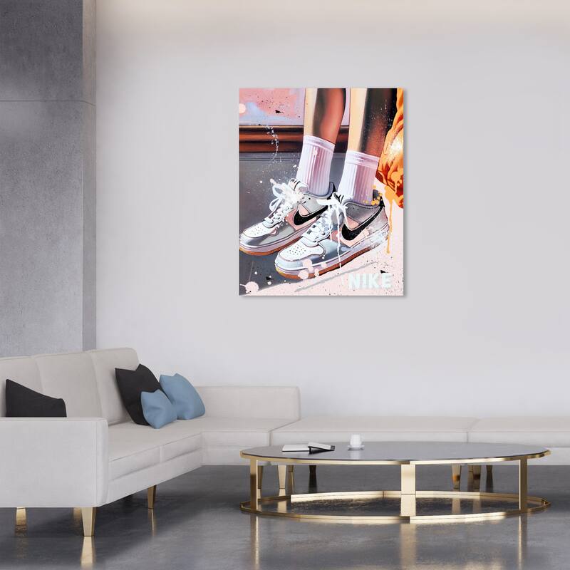 Wynwood Studio Fashion and Glam Every Drip Sneakers Pastel Pink and Light Pink Modern & Contemporary Wall Art Canvas Print - 36 x 30