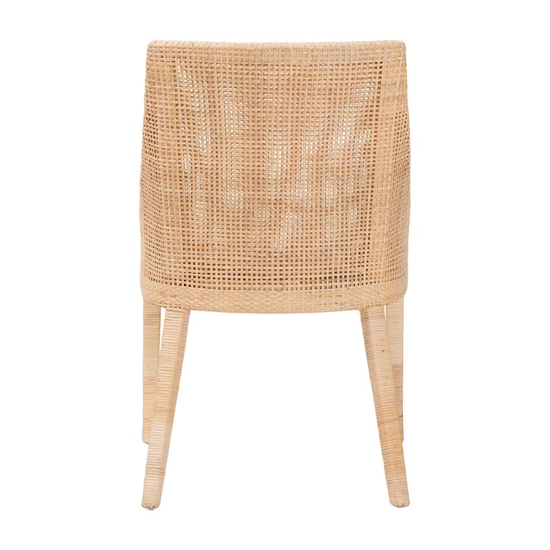 Beata Natural Rattan Dining Chair - Handcrafted Wingback Accent Chair with Removable Cushion, Coastal Boho Seating