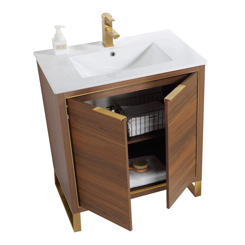 Fine Fixtures Opulence Collection Bathroom Vanity with White Ceramic Sink