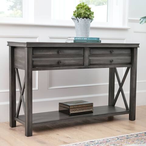 Abbyson Felicity Grey 2 Drawer Rectangle Console Table