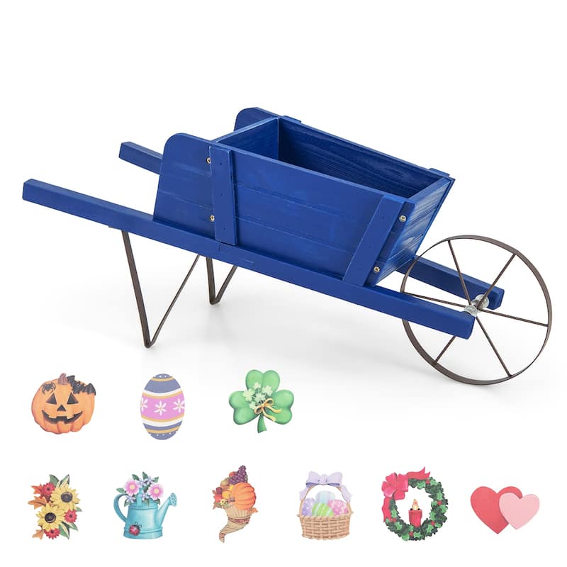 Costway Wooden Wagon Planter Decorative Indoor/Outdoor Rustic Flower - See Details