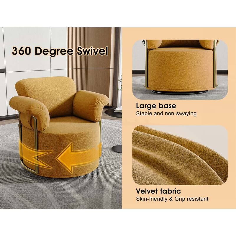 360 Degree Swivel Reading Chair with Gold Metal Legs,for Living Room,Bedroom,Office