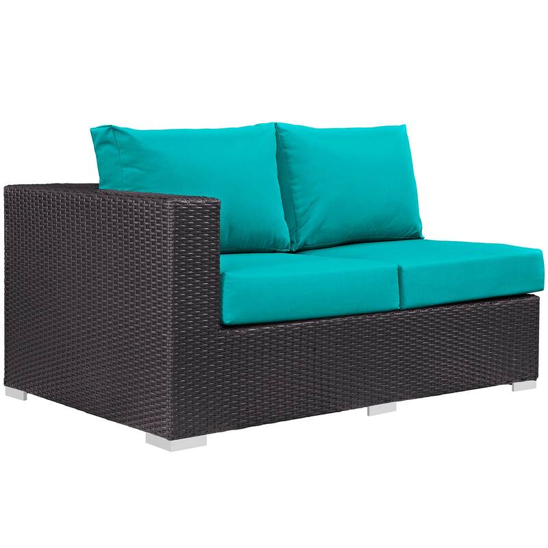 Convene Outdoor Patio Left Arm Loveseat - Espresso Turquoise