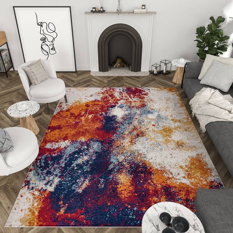 Gematria Industrial Abstract Indoor Area Rug