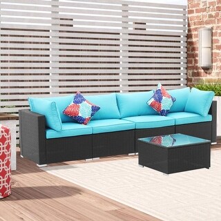 Zenova 5 /12 Pcs Conversation Set Outdoor Patio Rattan Sofa Sectional Set