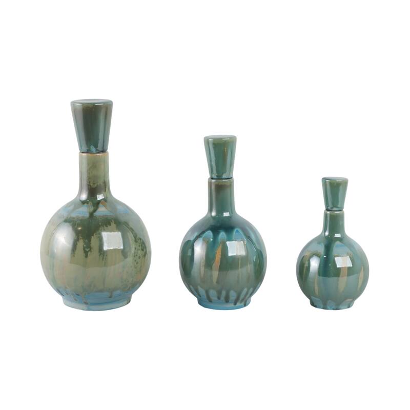 Glazed Ceramic Flower Vases - Set of 3, 14", 12", 9"