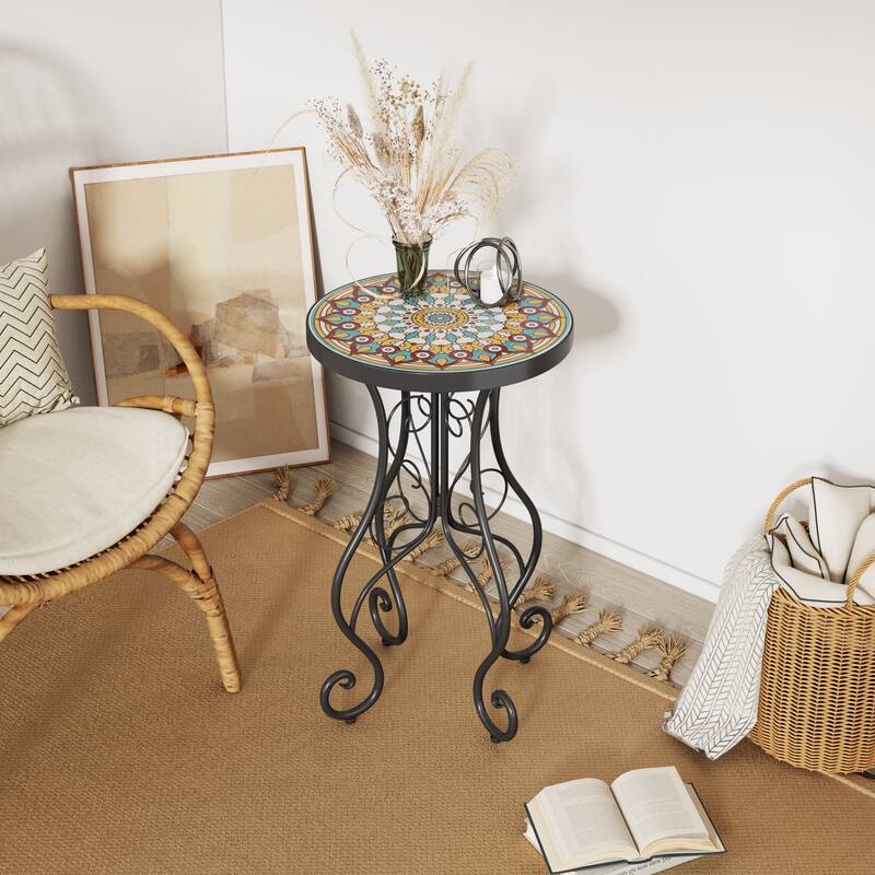 Patio Side table with Shelf