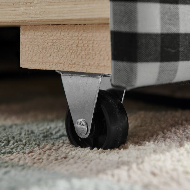 Upholstery Daybed Full Size Sofa Bed with Twin Size Trundle and Charging Ports, Linen Fabric Plaid Pattern and Wavy Silhouette