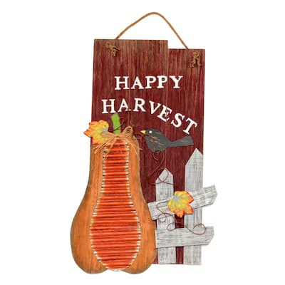 20" Fall Happy Harvest Wood Hanging Sign
