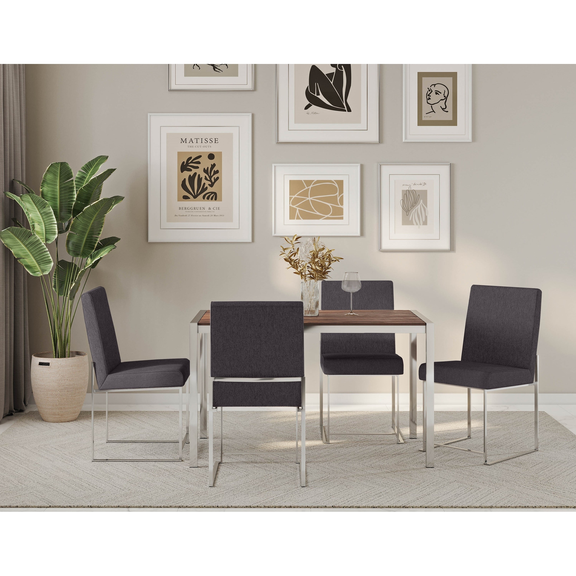 Silver Orchid Forrest High Back Stainless Steel Dining Chair (Set of 2)