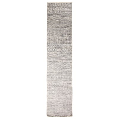 ECARPETGALLERY Hand-knotted Silk Shadow Grey Viscose, Wool Rug - 2'7 x 11'10